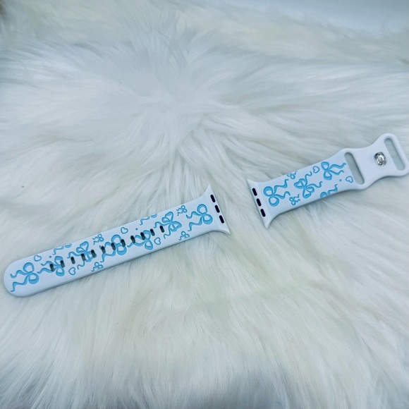 Blue Bow Design Apple Watch Bands in white pink 38mm 40mm 41mm - Picture 2 of 6